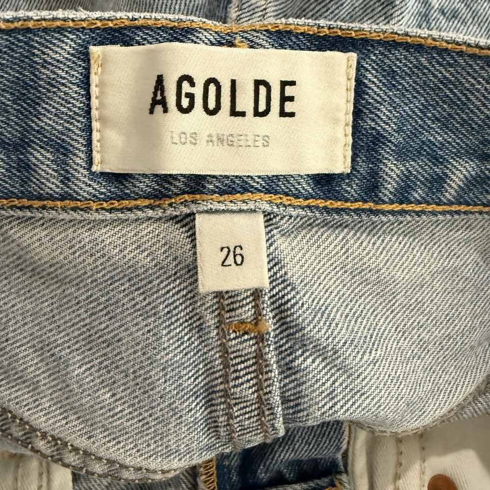 Agolde Parker Vintage Cut Off Shorts 26 Swapmeet Blue Denim Jean Button Fly High - Picture 3 of 5